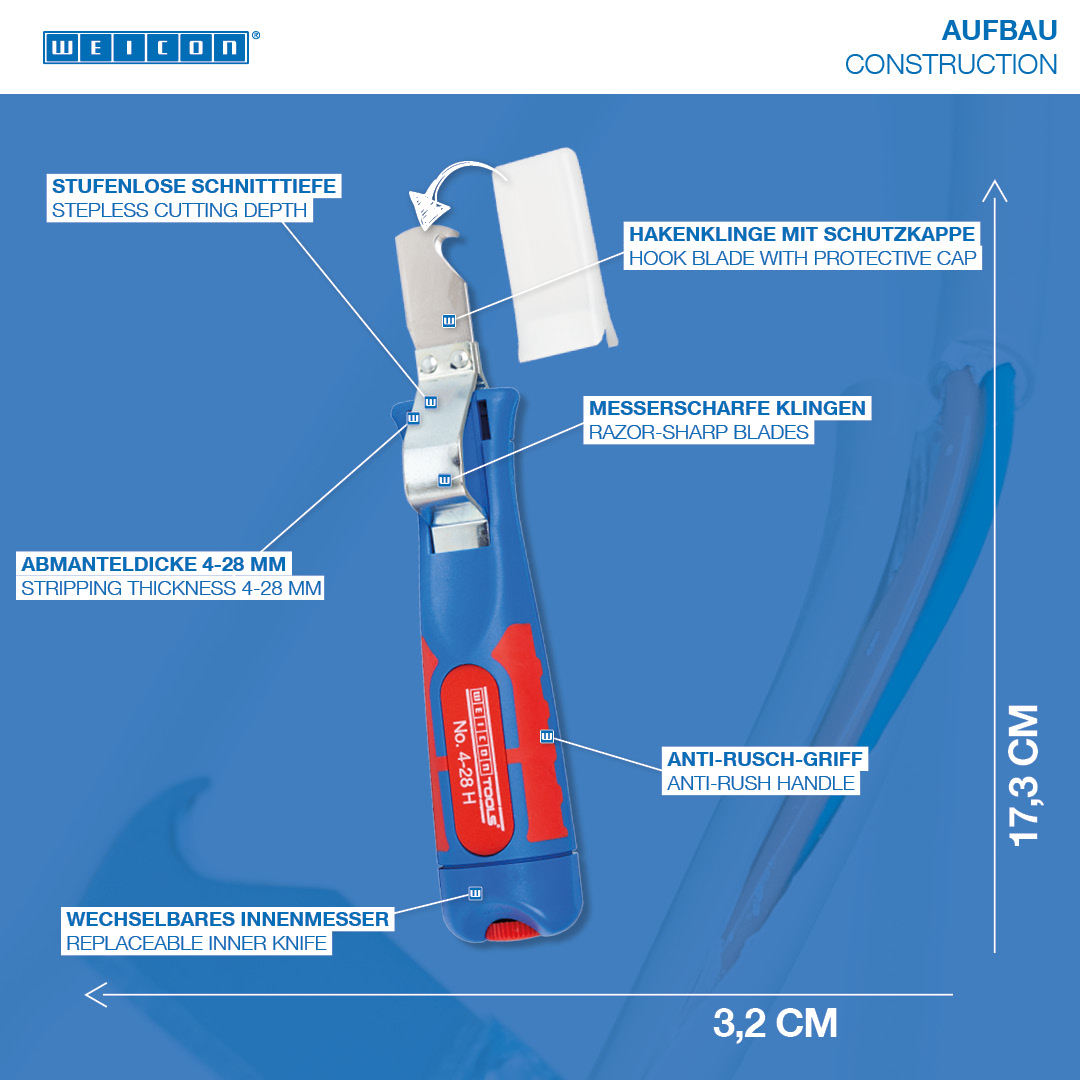 Noż do kabli Nr 4 - 28 H | with 2C handle including hook blade and protective cap, working range 4 - 28 mm Ø