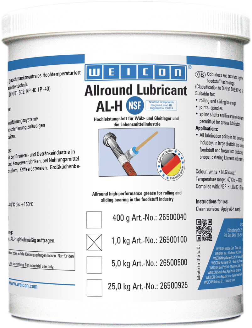 AL-H Smar długookresowy | Food-safe high-temperature grease