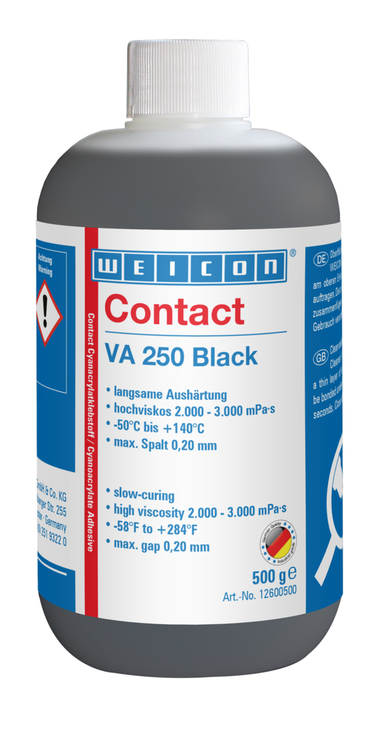 Contact VA 250 Black klej cyjanoakrylanowy | Klej błyskawiczny o wysokiej lepkości, wypełniony gumą