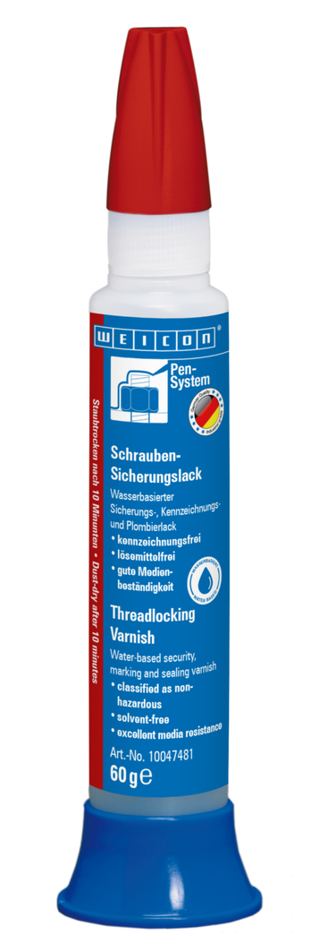 WEICON Threadlocking Varnish | Lakier zabezpieczający, znakujący i plombujący na bazie wody, wolny od oznaczeń ostrzegawczych