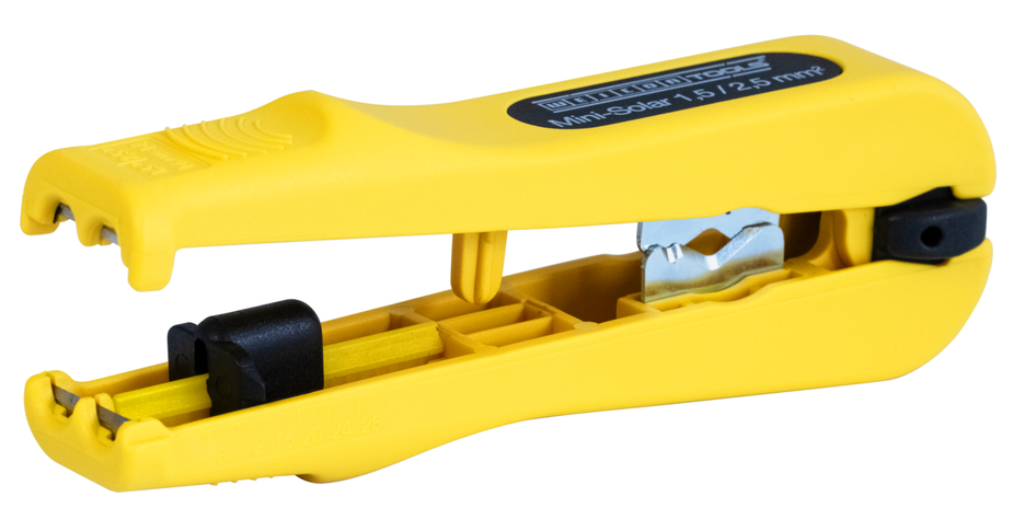 Mini-Solar 1,5/2,5 mm² | Specjalne narzędzie do odizolowywania kabli fotowoltaicznych o przekroju od 1,5 & 2,5 mm² Mini-Solar 1,5/2,5 mm² | Specjalne narzędzie do odizolowywania kabli fotowoltaicznych o przekroju od 1,5 & 2,5 mm²