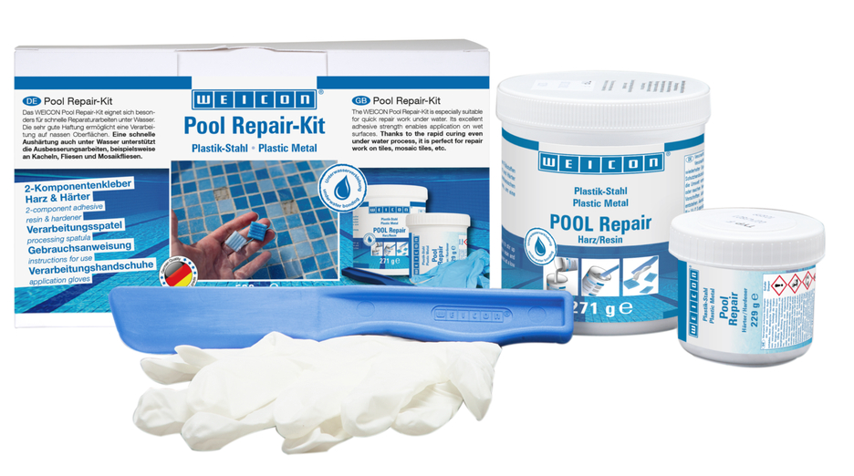 WEICON Pool Repair-Kit | Szybka naprawa, nawet pod wodą WEICON Pool Repair-Kit | Szybka naprawa, nawet pod wodą