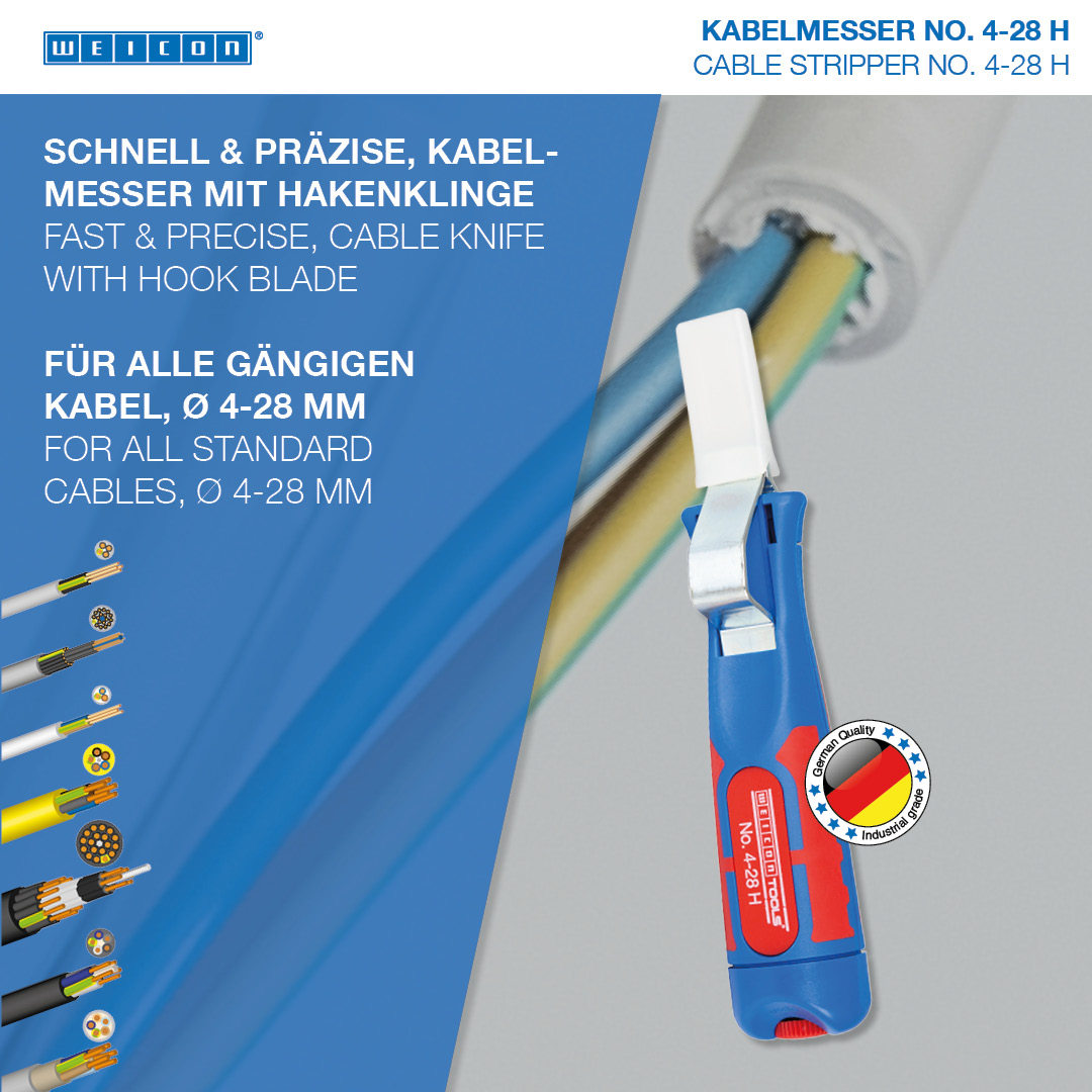 Noż do kabli Nr 4 - 28 H | with 2C handle including hook blade and protective cap, working range 4 - 28 mm Ø