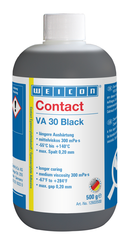 Contact VA 30 Black klej cyjanoakrylanowy | Superglue o średniej lepkości, wypełniony gumą