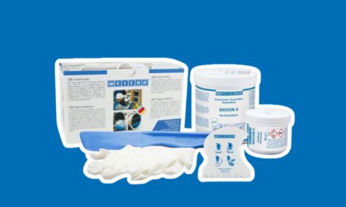 System żywicy epoksydowej na niebieskim tle