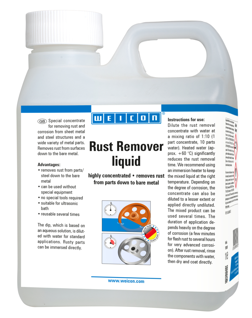 WEICON Rust Remover liquid | wysoce skoncentrowana kąpiel zanurzeniowa do usuwania rdzy i korozji