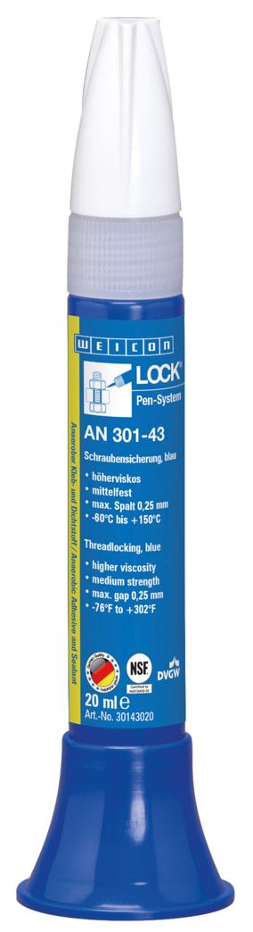 WEICONLOCK® AN 301-43 zabespieczenie śrub | średnia wytrzymałość, z dopuszczeniem do kontaktu z wodą pitną