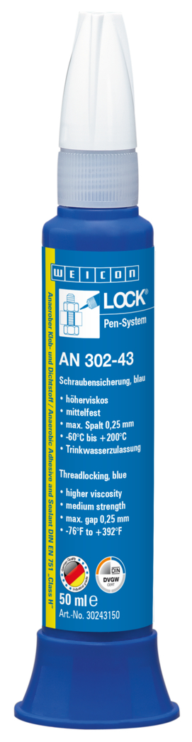 WEICONLOCK® AN 302-43 zabespieczenie śrub | średnia wytrzymałość, wysoka lepkość, dopuszczony do kontaktu z wodą pitną
