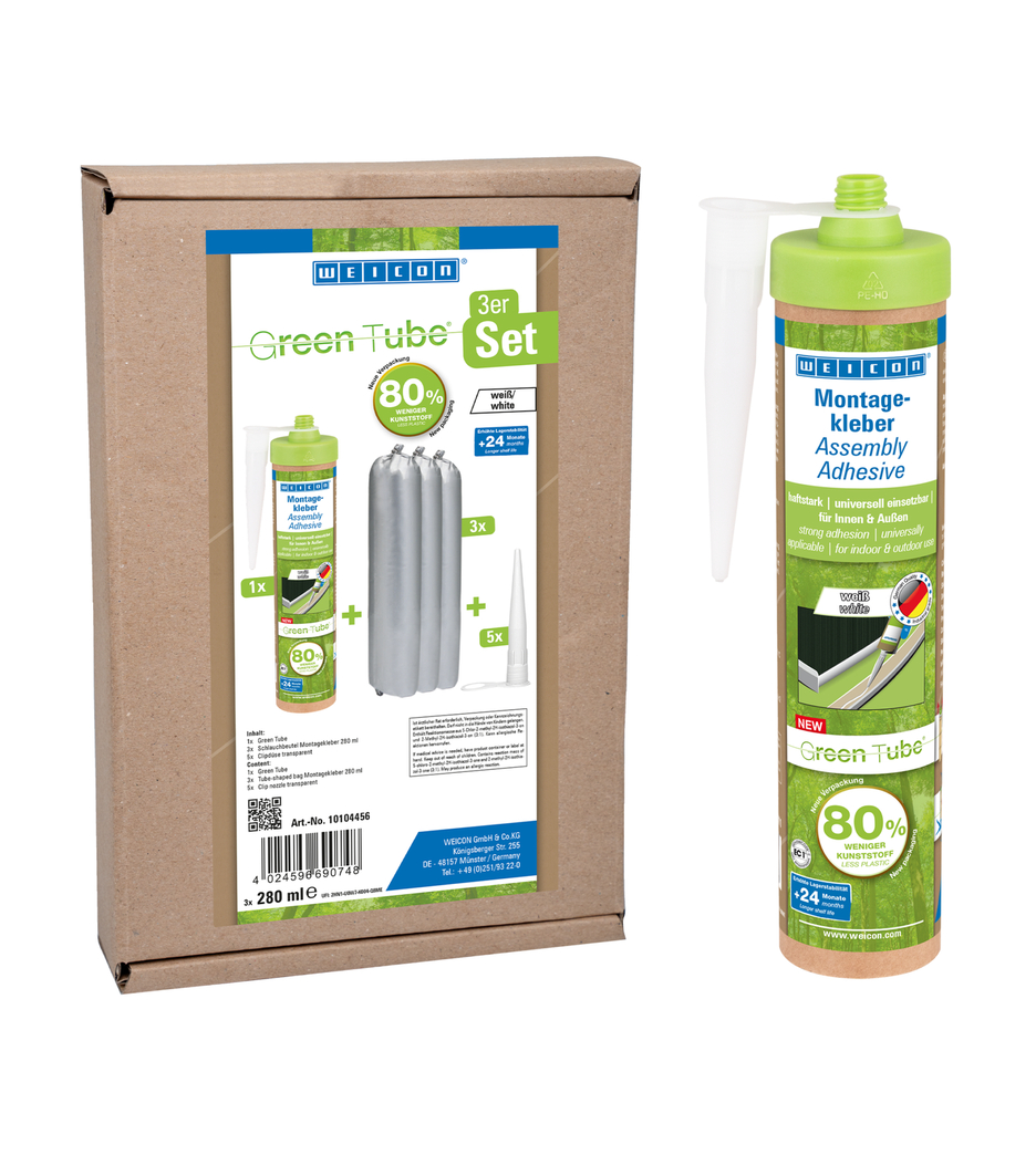 WEICON Green Tube Assembly adhesive | Mocny, uniwersalny klej do użytku wewnętrznego i zewnętrznego