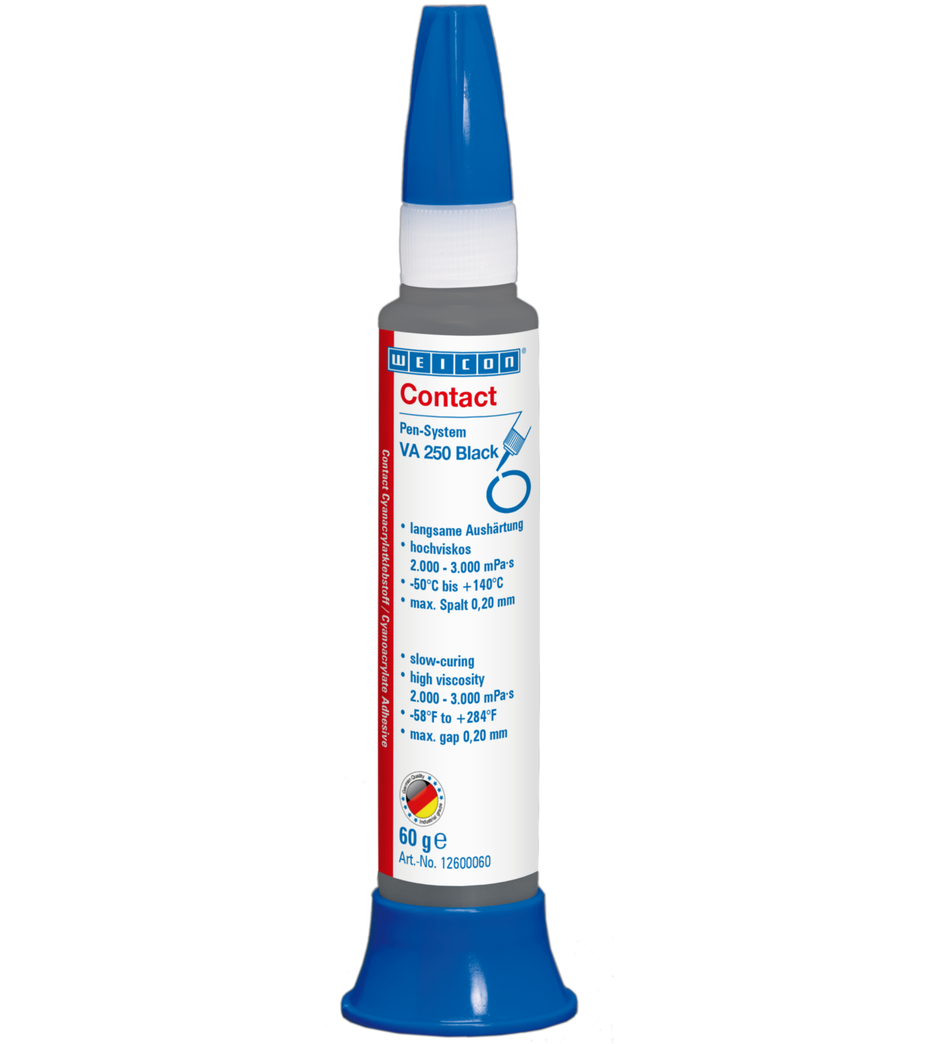 Contact VA 250 Black klej cyjanoakrylanowy | Klej błyskawiczny o wysokiej lepkości, wypełniony gumą