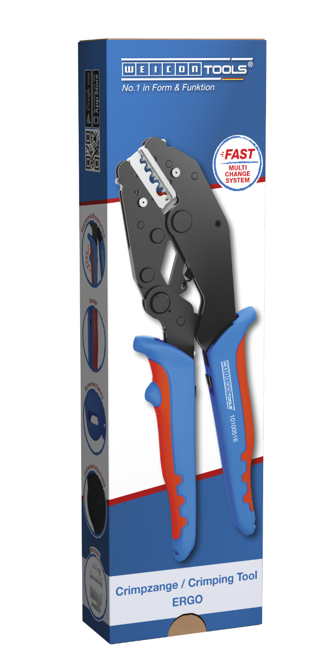 Szczypce zaciskowe ERGO | do zaciskania wtyków MC4/izolowanych tulejek kablowych/izolowanych końcówek kablowych