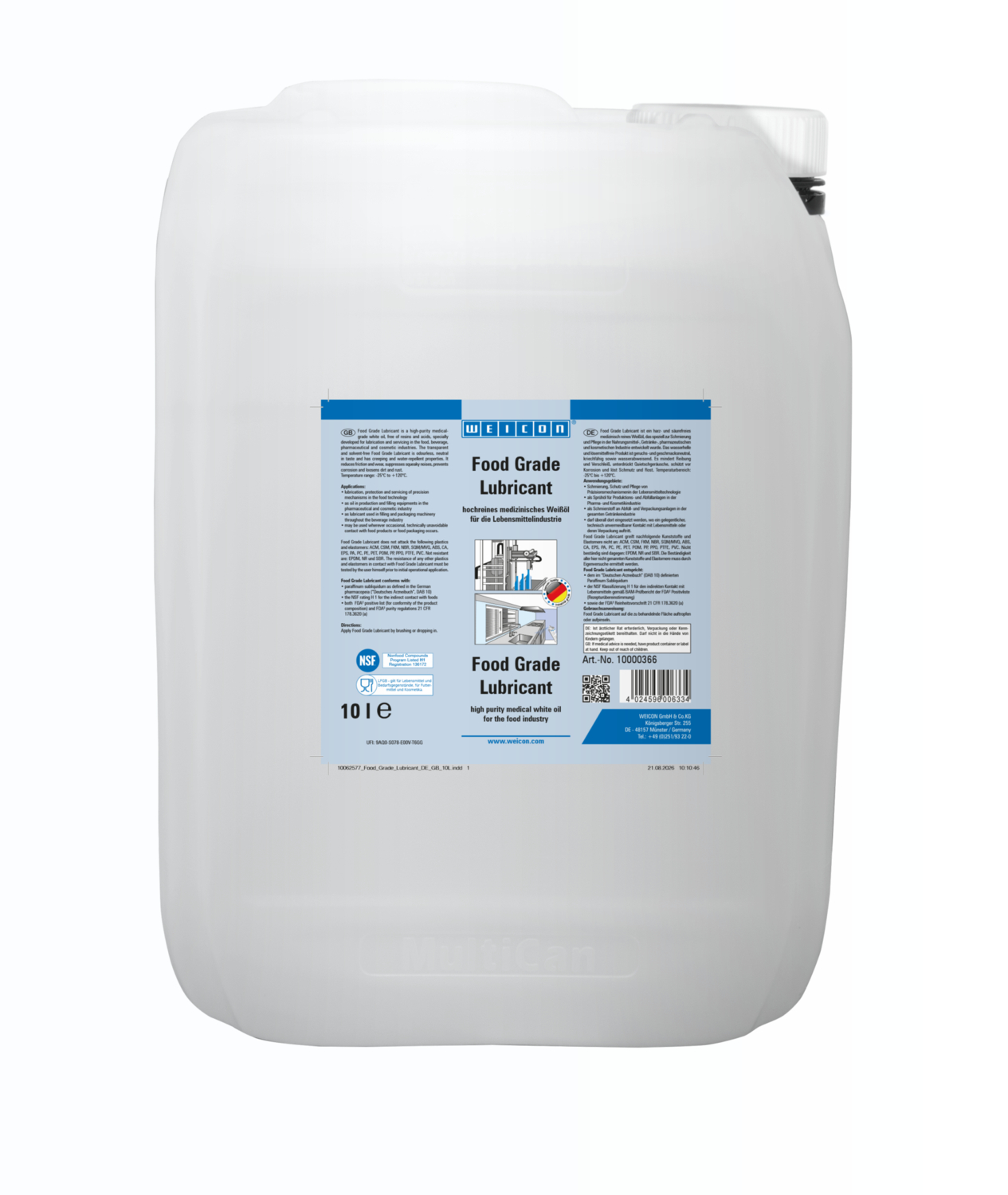 Food Grade Lubricant | Olej smarujący i konserwujący dla sektora spożywczego NSF H1