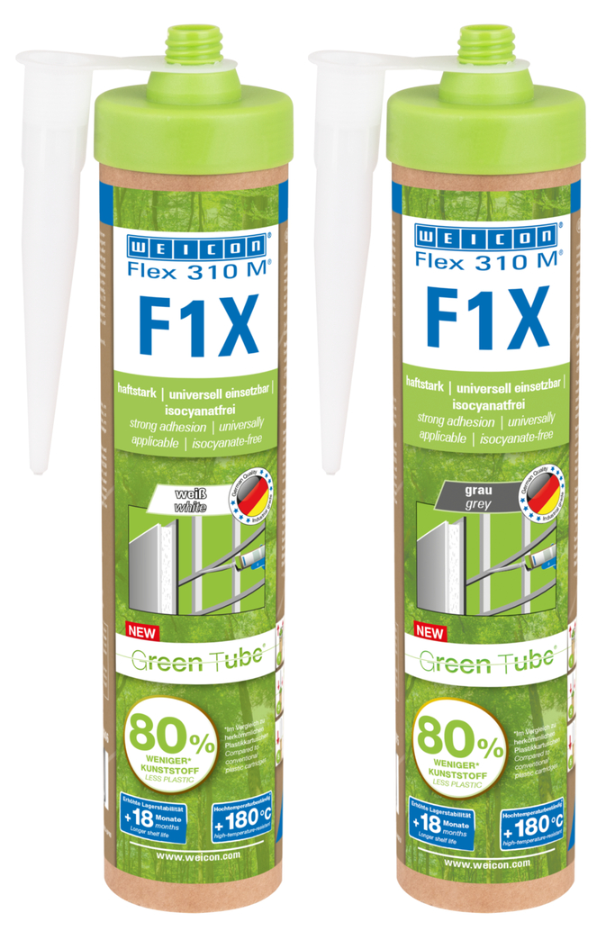 WEICON Green Tube Flex 310 M F1X | Klej i uszczelniacz na bazie MS polimerów o bardzo wysokiej przyczepności początkowej, odporny na temperaturę do 180°C