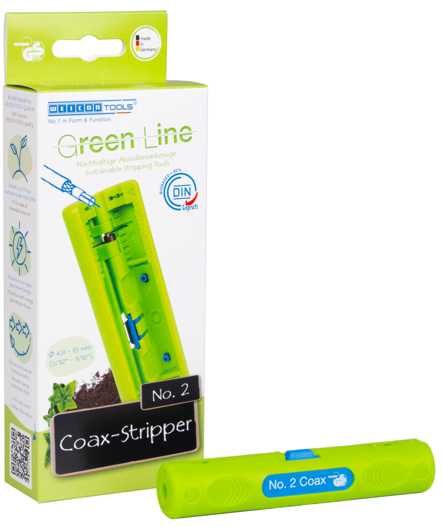 Coax-Stripper No. 2 Green Line | for skinning and stripping coaxial cables, working range 4,8 - 7,5 mm Ø