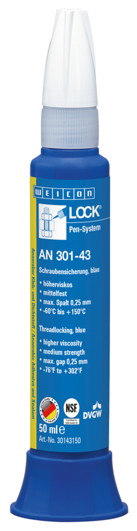 WEICONLOCK® AN 301-43 zabespieczenie śrub | średnia wytrzymałość, z dopuszczeniem do kontaktu z wodą pitną