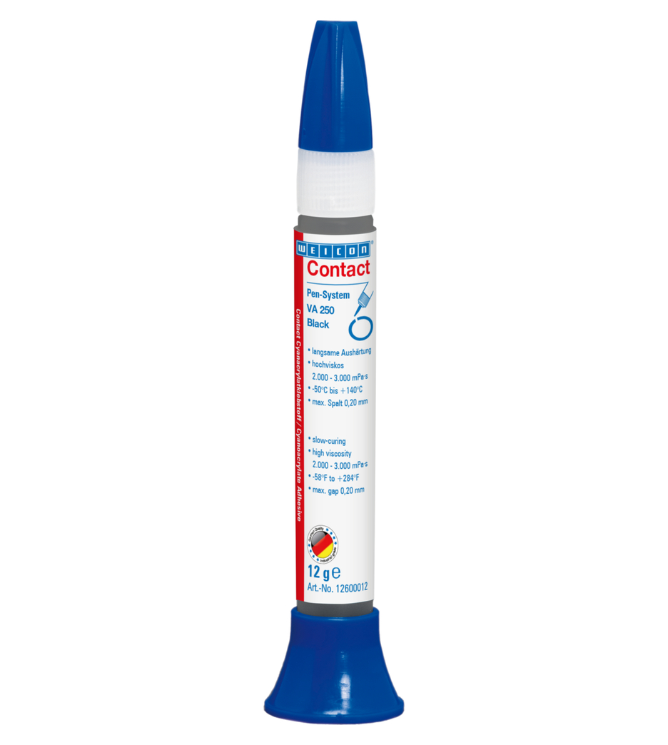 Contact VA 250 Black klej cyjanoakrylanowy | Klej błyskawiczny o wysokiej lepkości, wypełniony gumą Contact VA 250 Black klej cyjanoakrylanowy | Klej błyskawiczny o wysokiej lepkości, wypełniony gumą