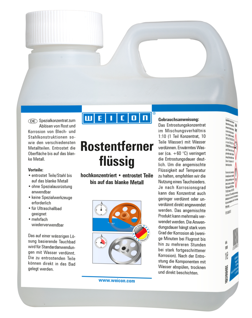 WEICON Rust Remover liquid | wysoce skoncentrowana kąpiel zanurzeniowa do usuwania rdzy i korozji