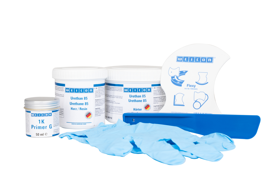 Belt Repair-Kit | Polimocznikowa masa naprawcza i powlekająca do powierzchni gumowych, opakowanie robocze Belt Repair-Kit | Polimocznikowa masa naprawcza i powlekająca do powierzchni gumowych, opakowanie robocze